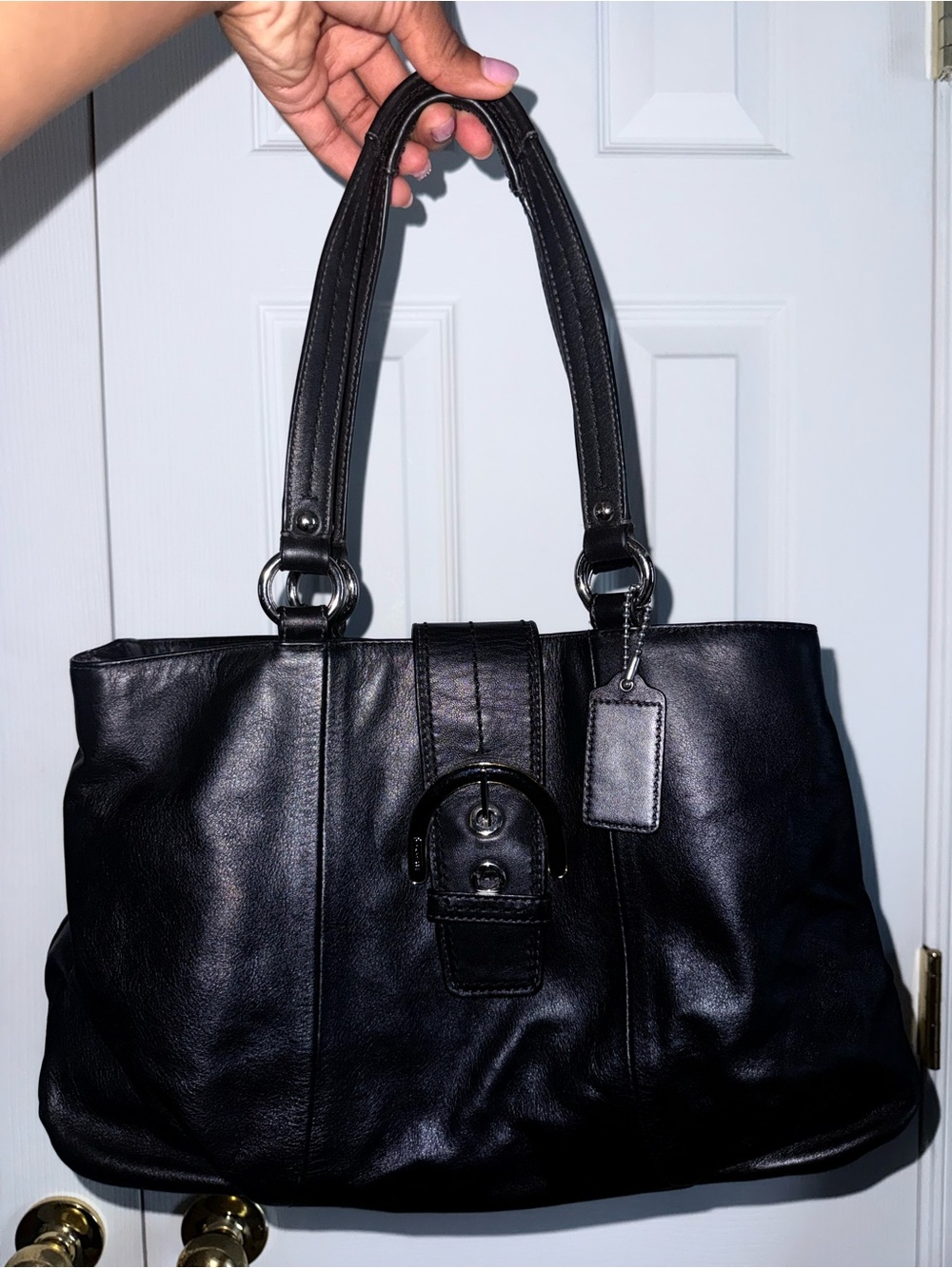 Vintage Coach Sleek Black Leather Bag